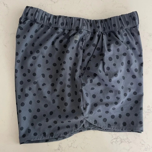 MEC Pull On Athletic Elasticized Waist Abstract Dot Print Shorts Grey+Black Sz M - Picture 1 of 9